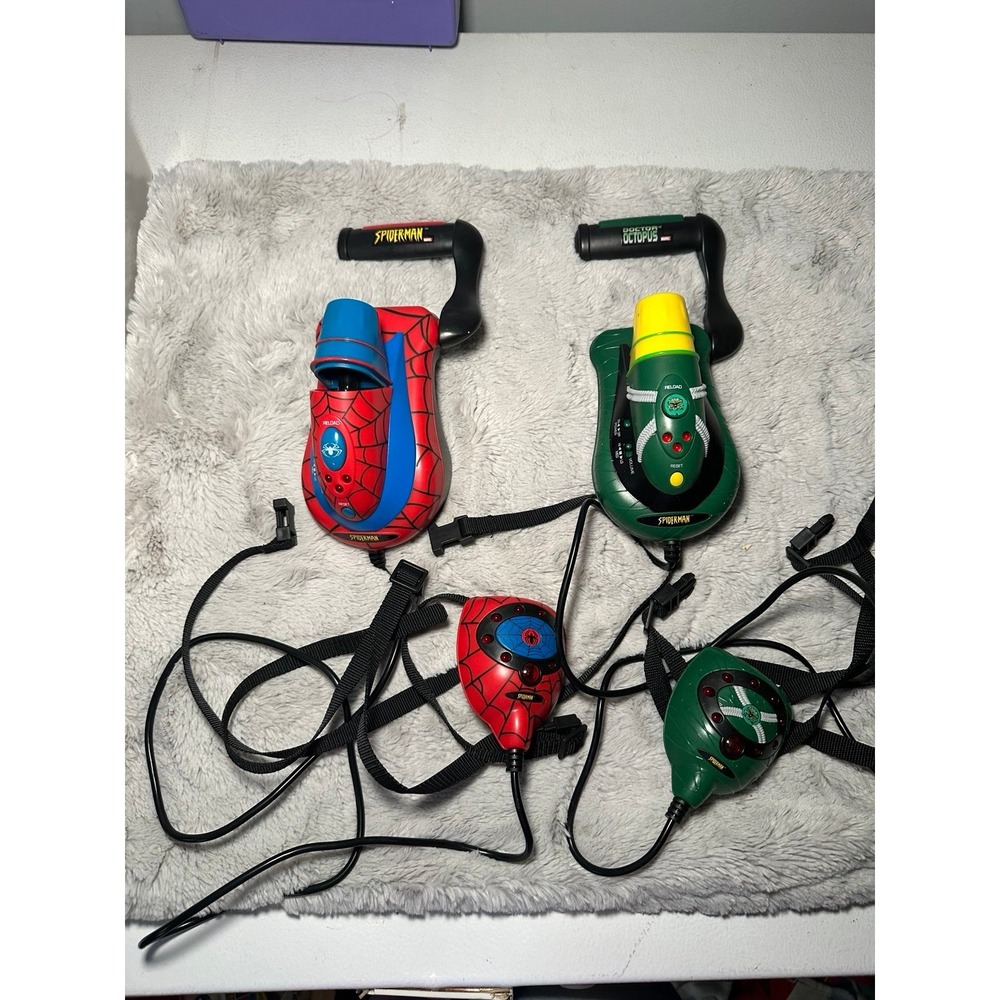 HTF SPIDER-MAN + DOCTOR OCTOPUS Laser Blaster Tag Set WRIST GUNS & CHEST RIGS